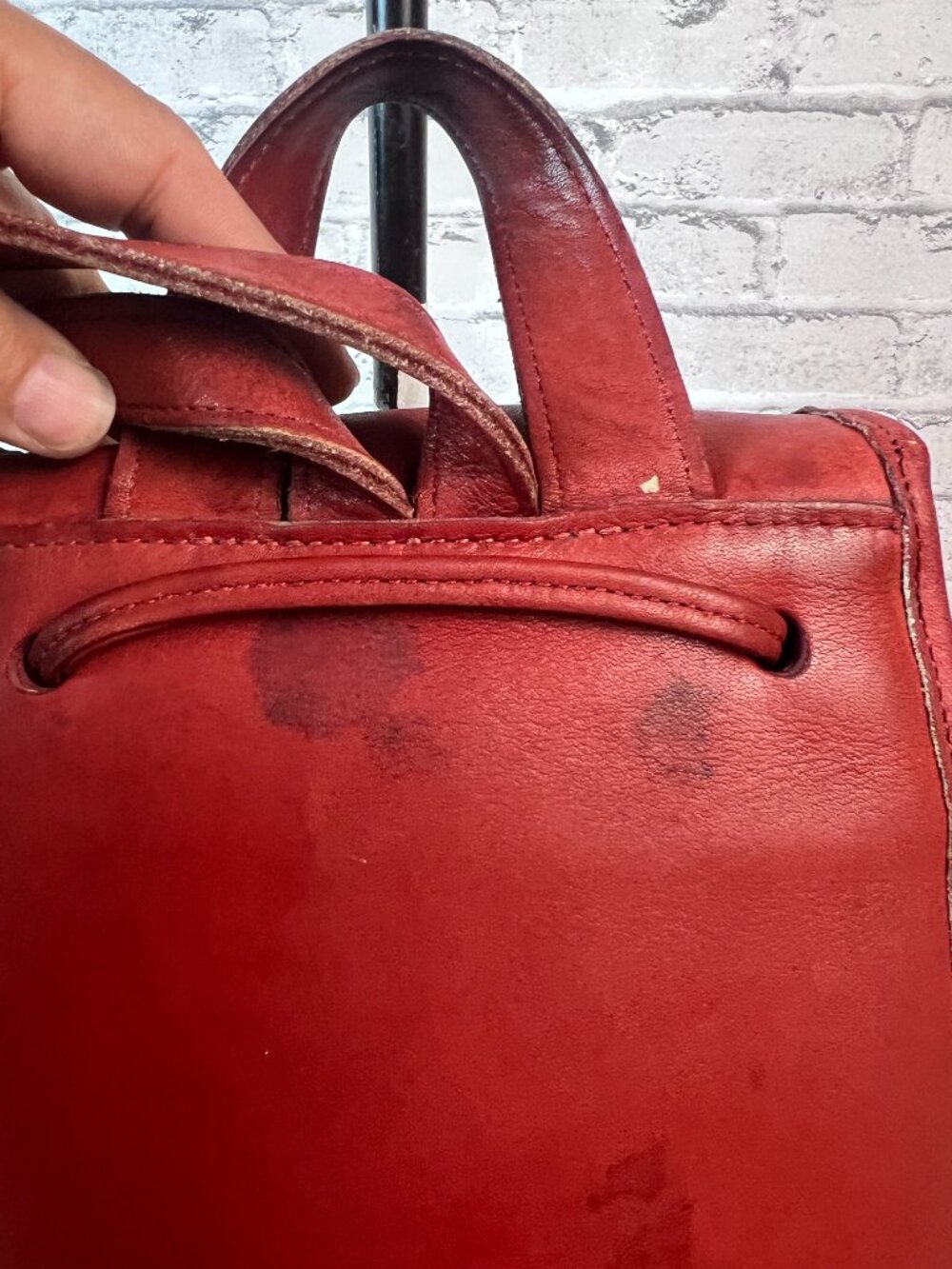 Vintage OLD COACH Backpack Bag Leather Turn Lock Red 9960 - Picture 6 of 10